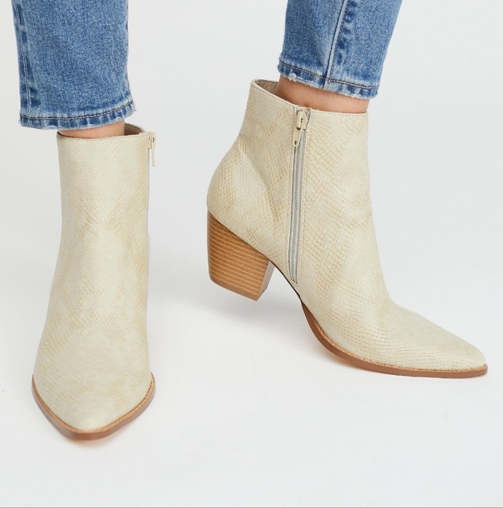 Coconuts by Matisse Vegan Snake Skin Going West Zip Up Heeled Bootie Boots - Picture 7 of 16